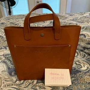 Portland Leather Goods Mini Crossbody Tote in Honey Leather